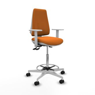Piqueras y Crespo Taburete De Trabajo Piqueras Y Crespo Blanco Naranja Similpiel