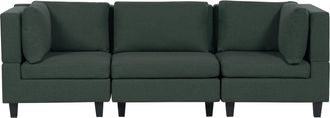 Beliani Sof&aacute; Modular Moderno 3 Plazas Tapizado Tela Poli&eacute;ster Respaldo Acolchado Verde Oscuro Unstad