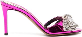 Alexandre Vauthier bow-detail patent sandals - women - Polyurethane/Polyester/Viscose/Calf Leather/Calf Leather - 37 - Pink