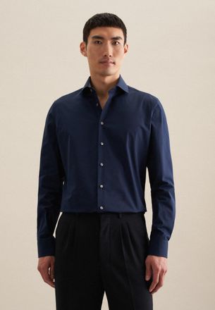 Seidensticker Businesshemd SEIDENSTICKER Schwarze Rose, Herren, Gr. M (40), normale &Auml;rmell&auml;ngen, dunkelblau, 100% Baumwolle, unifarben, slim fit, 2-Knopf-Manschette