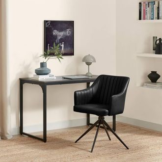 Furniturebox Calla Black Faux Leather Swivel Office Chair
