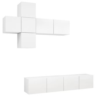 vidaXL Set De Muebles De Sal&oacute;n Tv 7 Piezas Madera De Ingenier&iacute;a Blanco Vidaxl
