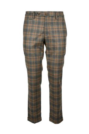 Michael Coal Tailored Plaid Trousers In Wool Blend With Refined Detailing