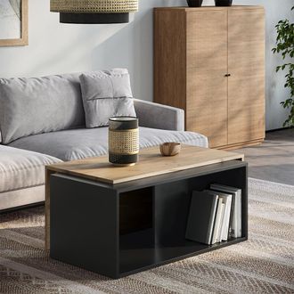Vicco Mesa De Centro Paul, Antracita/roble Dorado, 90 X 48 Cm