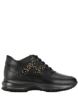 Hogan Interactive lace-up sneakers - women - Leather/Leather/Rubber - 35.5 - Black