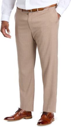 Haggar Big & Tall Tonal Plaid Smart Wash Suit Pants in Tan at Nordstrom, Size 56 X 30