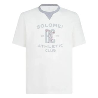 Brunello Cucinelli Brunello Cucinelli, T-Shirts, male, White, Size: 2XL Tp448076701 Logo Cotton T-shirt