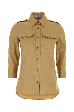 Prada Kameel Stretch Poplin Shirt