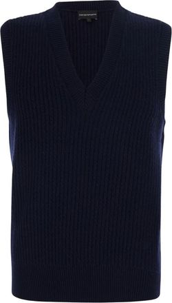 Emporio Armani V-hals Jas - Heren - V-hals truien - Blauw - M - Truien & Vesten