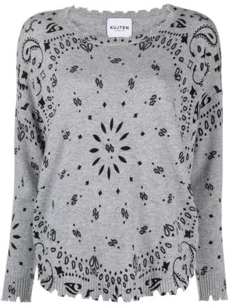 Kujten Maglione con intarsio - Grigio