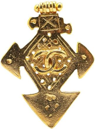 Chanel Pre-owned Jewellery, female, Yellow, Size: ONE SIZE Pre-owned Decorative Cross Pendant