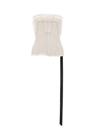 Rick Owens Strapless Structured Asymmetry Denim Bustier Top