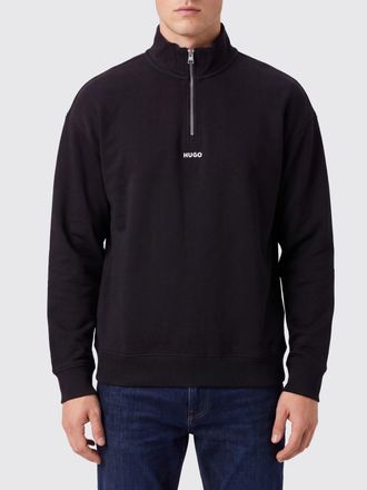 HUGO BOSS Cotton High-Neck Half-Zip Sweatshirt with Contrast Logo