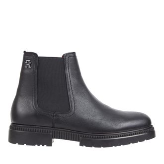 Tommy Hilfiger Black Smooth Leather Slip-On Boots