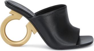 Ferragamo Astro Leather Mules - Dames - Muiltjes - Zwart - 35 1/2 EU - Leer - Schoenen