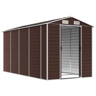 Berkfield Home Garden Shed Brown 191x385x198 cm Galvanised Steel | Size: 191 x 385 x 198 cm