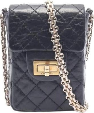 Chanel Pre-owned 2.55 Matelasse Leren Telefoon Schoudertas - Dames - Vintage Mini Tas - Zwart - ONE Size - Leer - Vintage