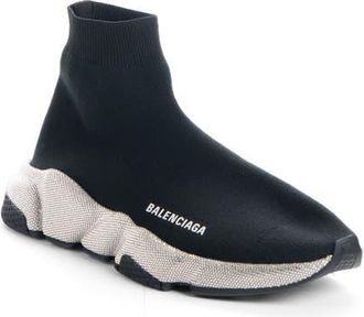 Balenciaga Strass Speed 2.0 Sneaker in Black/Crystal at Nordstrom, Size 10Us