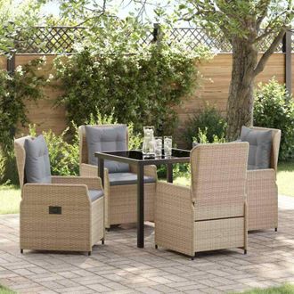 vidaXL Conjunto De Comedor De Jard&iacute;n 5 Pcs Beige Rat&aacute;n Sint&eacute;tico Vidaxl