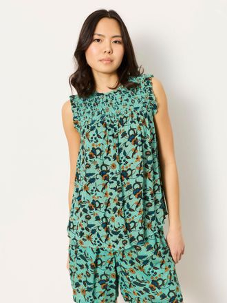 Fat Face FatFace Elle Teal Blue Batik Petite Blouse