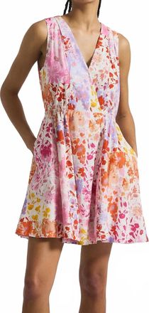 Derek Lam Tia Floral Stretch Linen Mini Dress In Rose Multi