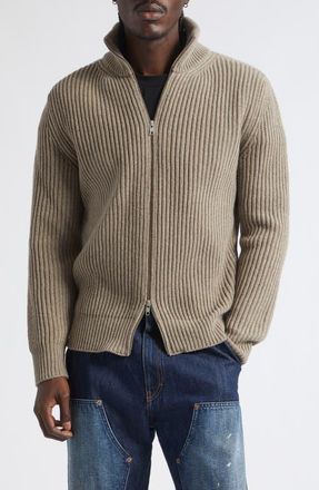 Maison Margiela Wool Blend Rib Cardigan in Beige Melange at Nordstrom, Size Xx-Large