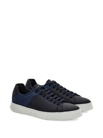 Ferragamo Monogram Low-Top Leather Sneaker - Black