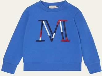 Moncler Boys Tricolor Embroidered M Logo Sweatshirt, Size 4-6