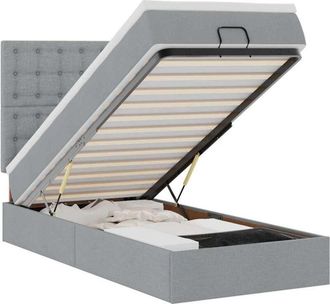 vidaXL Cama Otomana Con Colch&oacute;n Gris Claro 100x200 Cm Tela Vidaxl