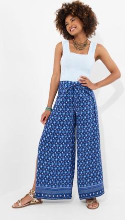 Joe Browns Wide Leg Tie Front Pants in Blue Geo Medallion at Nordstrom, Size 24