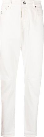 Brunello Cucinelli logo-detail straight-leg jeans - men - Cotton/Cotton/Elastane/Polyester - 46 - White