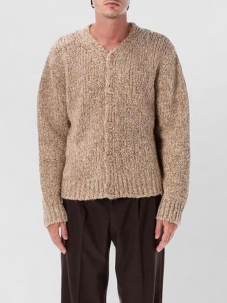 Sunflower alpaca wool textured v-neck cardigan