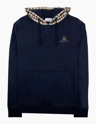 Aquascutum Mens Aquascutum Club Check Hoodie Navy 11 - Size: 40