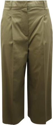 Max Mara Ribera Cropped Broeken - Dames - Vrijetijds broeken - Groen - S - Katoen - Broeken