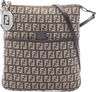 Fendi Pre-owned Vintage Canvas Schoudertas - Dames - Vintage Schoudertas - Bruin - ONE Size - Leer - Vintage