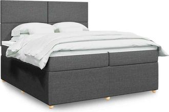vidaXL Vidaxl - Cama Box Spring Con Colch&oacute;n Tela Gris Oscuro 200x200 Cm