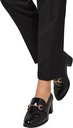 Wallis Wide Fit Lydia Faux Leather Snaffle Trim Apron Front Medium Heeled Loafers, 6, True Black