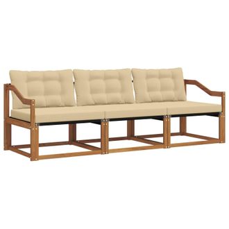 vidaXL Conjunto De Sof&aacute;s De Exterior Con Coj&iacute;n 3 Pcs Natural Y Beige Vidaxl
