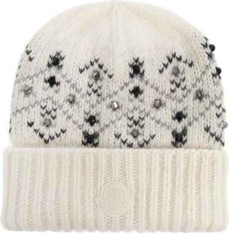 Moncler crystal-embroidered beanie - Neutrals