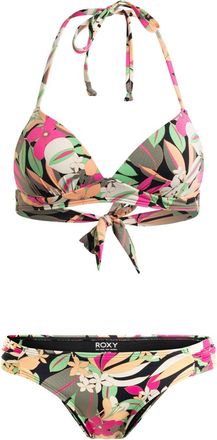 Roxy Triangel-Bikini ROXY Printed Beach Classics, Damen, Gr. L, Cup B, grau (anthrazit palm song s), 87% Nylon, 13% Elasthan, Bikini-Sets Triangel-Bikini