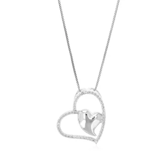 Vir Jewels 1/14 cttw Lab Grown Diamond Heart Pendant Necklace in Sterling Silver with Chain For Women
