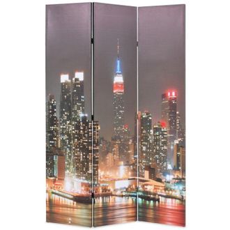 vidaXL Paravento Pieghevole 120x170 cm Stampa New York di Notte - Vidaxl