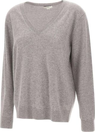 Vince Cashmere Weekend V-Neck Sweater - Dames - Cashmere truien - Grijs - S - Kasjmier - Truien & Vesten