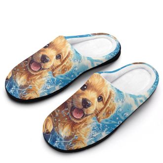 Generic Dog Retriever Animals Womens Slippers Warm House Slippers Indoor House Shoes with Anti-Skid Rubber Sole
