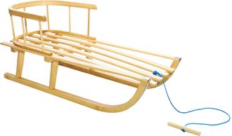 OEM Trineo De Madera Para Ni&ntilde;os Con Respaldo, Tradicional, Macizo, Barnizado, Pl
