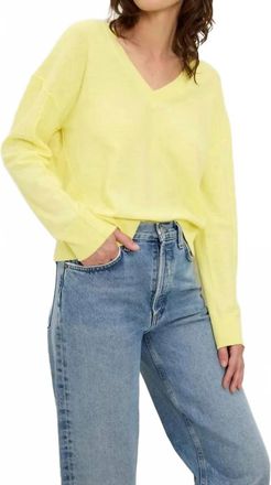 Michael Stars Halsey V Neck Long Sleeve Pullover In Buttercup