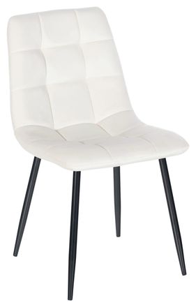 Clp Silla con patas de metal y asiento en Terciopelo Blanco crema