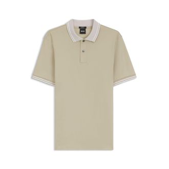 BOSS Stripe-trim slim-fit polo shirt in mercerised cotton
