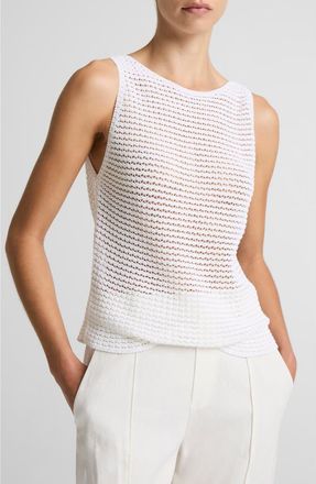 Vince Cotton Blend Cord Openwork Tank in Optic White at Nordstrom, Size Xx-Small