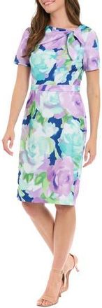 London Times Side Tie Sheath Dress in Navy/Blue at Nordstrom Rack, Size 16